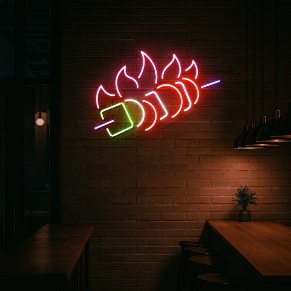 GrillGlow | Đèn LED Neon Xiên Nướng Lửa Đỏ