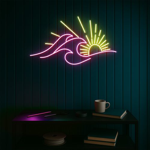 TropicWave | Đèn LED Neon Sóng Biển & Mặt Trời Cách Điệu