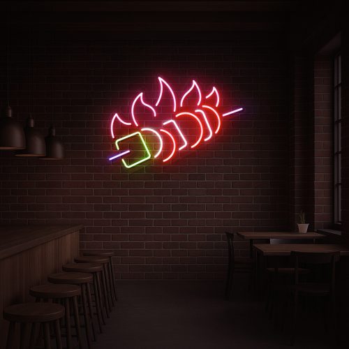 GrillGlow | Đèn LED Neon Xiên Nướng Lửa Đỏ