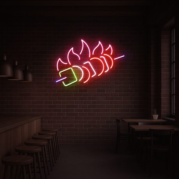 GrillGlow | Đèn LED Neon Xiên Nướng Lửa Đỏ
