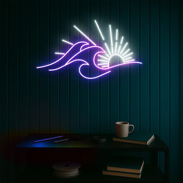 TropicWave | Đèn LED Neon Sóng Biển & Mặt Trời Cách Điệu